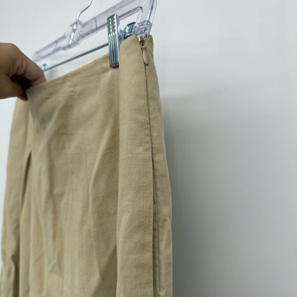Nicole Williams English x Bar III Beige Cotton Wide Leg Trouser Pants Size 10 - Picture 7 of 10